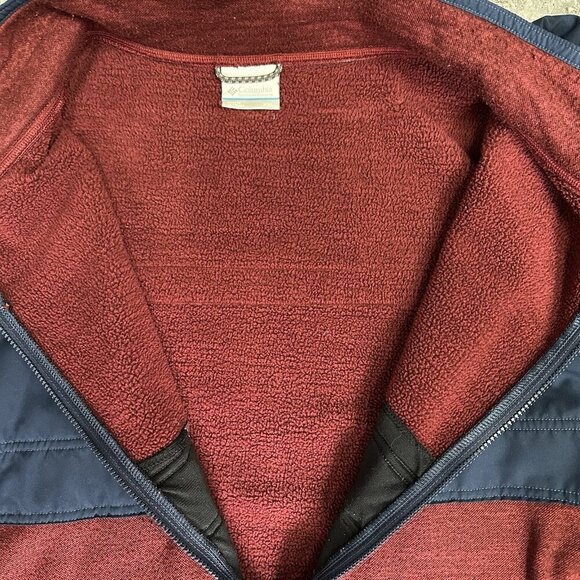 Columbia Mens Full Zip Fleece Jacket 2 Tone Blue Maroon Sz XXL Shacket - Picture 4 of 6